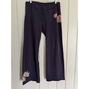 Vtg Y2K Lucky Brand Sweatpants XL Gray Hanoi Embroidered Boho FLAW